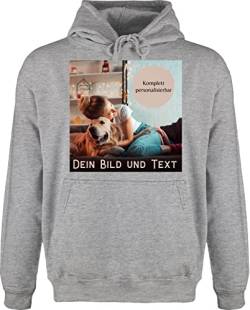 Hoodie Herren Pullover Männer - eigenem - Foto Bild Geschenk - 3XL - Grau meliert - Schrift und Text gestalten & personalisierte personalisiertem Aufdruck selbst gemacht wörtern einem von Geschenk mit Namen personalisiert by Shirtracer