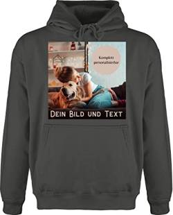 Hoodie Herren Pullover Männer - eigenem - Foto Bild Geschenk - M - Anthrazit - Bedrucken selber beschriften Lassen selbst Design Baumwolle wunschbild Wunschname wunschdruck von Geschenk mit Namen personalisiert by Shirtracer