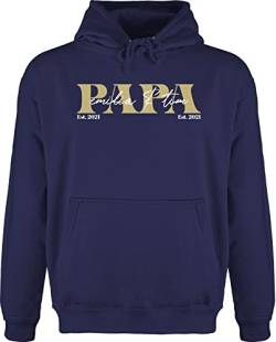 Hoodie Herren Pullover Männer - zum Vatertag - Papa Geschenk mit Namen Kinder Datum Geburtsjahr Weihnachten Geburtstag - S - Navy Blau - personalisierter personalisierte von Geschenk mit Namen personalisiert by Shirtracer