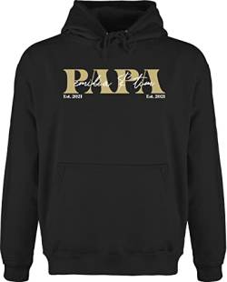 Hoodie Herren Pullover Männer - zum Vatertag - Papa Geschenk mit Namen Kinder Datum Geburtsjahr Weihnachten Geburtstag - XL - Schwarz - personalisierter Geschenke väter für Vater Winter von Geschenk mit Namen personalisiert by Shirtracer