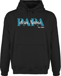 Hoodie Herren Pullover Männer - zum Vatertag - Schriftzug Papa Namen Kinder - L - Schwarz - personalisierte Geschenke väter Hoodies für Vater personalisierbar papatags personalisierter dad von Geschenk mit Namen personalisiert by Shirtracer