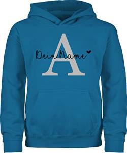 Kinder Hoodie Jungen Mädchen - Anfangsbuchstabe - Buchstabe Name anpassbar Herzchen - 152 (12/13 Jahre) - Himmelblau - anfangsbuchstaben Pullover der Personalisieren dem Weihnachten von Geschenk mit Namen personalisiert by Shirtracer