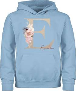 Kinder Hoodie Jungen Mädchen - Anfangsbuchstabe Name - 140 (9/11 Jahre) - Hellblau - personalisierte Geschenke Pullover zum Drauf drucken personalisiertes personliertes Buchstabe Namenstag von Geschenk mit Namen personalisiert by Shirtracer