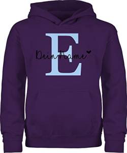 Kinder Hoodie Jungen Mädchen - Anfangsbuchstabe - Name anpassbar Buchstabe Herzchen - 104 (3/4 Jahre) - Lila - namens personalierste Geschenke costumized Gift personalisierbare persönliche von Geschenk mit Namen personalisiert by Shirtracer