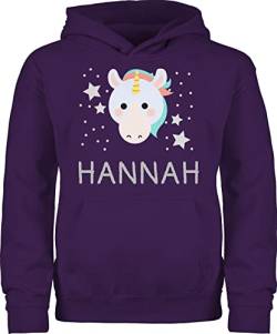 Kinder Hoodie Jungen Mädchen - Einhorn Bild und Dein Name - 128 (7/8 Jahre) - Lila - unicorns kindergarten pullover jungs unicorn sweater einhörnern pulli eigenem hoodies einem hoody von Geschenk mit Namen personalisiert by Shirtracer