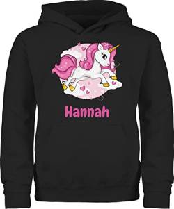 Kinder Hoodie Jungen Mädchen - Einhorn Name - Unicorn Einhörner - 104 (3/4 Jahre) - Schwarz - und Pullover Motiv Pulli personalisierte Sachen Geschenke für personalisiertes eigenem einhornpullis von Geschenk mit Namen personalisiert by Shirtracer