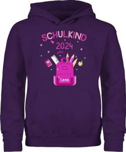 Kinder Hoodie Jungen Mädchen - Einschulung - Schulkind 2024-128 (7/8 Jahre) - Lila - Schulanfang zum schulanfänger Geschenke für personalisierte personalisiertes selbst gestalten zur von Geschenk mit Namen personalisiert by Shirtracer