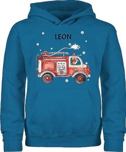 Kinder Hoodie Jungen Mädchen - Feuerwehr Auto Feuerwehrauto 112 Fire Truck Löschfahrzeug - 104 (3/4 Jahre) - Himmelblau - Jungs Pullover Junge Name Geschenke personalisierte und feuerwehrgeschenk von Geschenk mit Namen personalisiert by Shirtracer