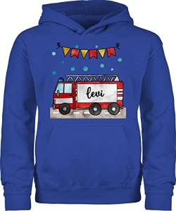 Kinder Hoodie Jungen Mädchen - Feuerwehr - Feuerwehrauto - Geschenk - 116 (5/6 Jahre) - Royalblau - feuerwehrmann Pulli Pullover Feuerwehrfrau und Junge jugendfeuerwehr Kind Name Girlande von Geschenk mit Namen personalisiert by Shirtracer