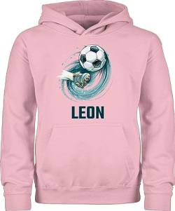 Kinder Hoodie Jungen Mädchen - Fußball Schuss Cool Fußballfan - 140 (9/11 Jahre) - Hellrosa - pullover kind fussball fussballer geschenke pullis für fussballfans huddy fußballfans pulover von Geschenk mit Namen personalisiert by Shirtracer