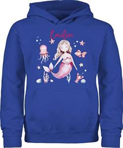 Kinder Hoodie Jungen Mädchen - Meerjungfrau Nymphe Nixe - 116 (5/6 Jahre) - Royalblau - und eigenem Pullover Meerjungfrauen personalisierte Pulli Kind von Geschenk mit Namen personalisiert by Shirtracer