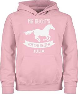 Kinder Hoodie Jungen Mädchen - Pferd Pferde - Mir reichts ich geh reiten - 128 (7/8 Jahre) - Hellrosa - hoodies für wunschtext pferdemotiv kapuzenpullover pullover pferdeliebhaber sweater oberteil von Geschenk mit Namen personalisiert by Shirtracer