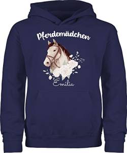 Kinder Hoodie Jungen Mädchen - Pferd Pferde - Pferdemädchen II - 116 (5/6 Jahre) - Navy Blau - Hoody Maedchen reiten Pullover für pferdegeschenk Pulli pferdeliebhaber personalisierbar Pullovers von Geschenk mit Namen personalisiert by Shirtracer