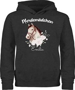 Kinder Hoodie Jungen Mädchen - Pferd Pferde - Pferdemädchen II - 140 (9/11 Jahre) - Anthrazit meliert - pferdefreunde pullover jungs geschenke pferden hoddy reite reit huddy name für von Geschenk mit Namen personalisiert by Shirtracer