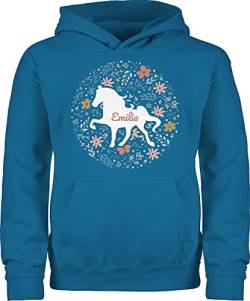 Kinder Hoodie Jungen Mädchen - Pferde - Pferd - Pferdemädchen - 104 (3/4 Jahre) - Himmelblau - Name personalisierte pferdegeschenk für Sachen Reiter pferdeliebhaber personalisierbar Geschenke von Geschenk mit Namen personalisiert by Shirtracer