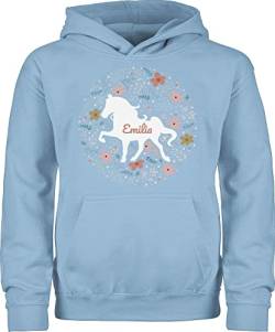 Kinder Hoodie Jungen Mädchen - Pferde - Pferd - Pferdemädchen - 140 (9/11 Jahre) - Hellblau - geschenke für reiterinnen pferdezubehör weihnachtsgeschenke pferdesport pferdemotiven von Geschenk mit Namen personalisiert by Shirtracer