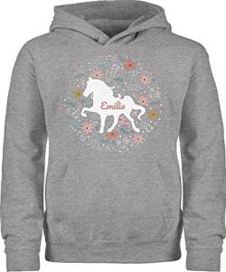 Kinder Hoodie Jungen Mädchen - Pferde - Pferd - Pferdemädchen - 98 (1/2 Jahre) - Grau meliert - pferdepullover reiten pferden pullover pferdepulli reiter voltigieren reitpullover reitoberteil von Geschenk mit Namen personalisiert by Shirtracer