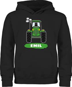 Kinder Hoodie Jungen Mädchen - Traktor Trekker Buldog Schlepper - 116 (5/6 Jahre) - Schwarz - trecker name und pullover pulli traktormotiv junge traktoren bulldog bauern tractors landwirt von Geschenk mit Namen personalisiert by Shirtracer