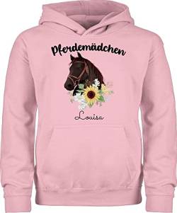 Kinder Hoodie Jungen - Pferd - Pferdemädchen Pferde Mädchen - 116 (5/6 Jahre) - Hellrosa - Maedchen reiten Pullover für pferdegeschenk Hoodies Hoody personalisierte Geschenke Reiter Huddy von Geschenk mit Namen personalisiert by Shirtracer