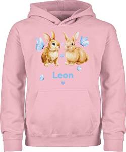 Kinder Hoodie Mädchen - Ostergeschenke Ostern - Süße Hasen Jungen - Osterhasen Geschenk - 140 (9/11 Jahre) - Hellrosa - Oster Pulli für Happy Easter ostegeschenk zu Gifts personalisierte von Geschenk mit Namen personalisiert by Shirtracer