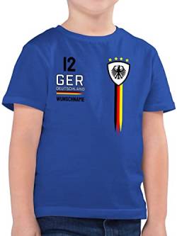 Kinder T-Shirt Jungen - 2024 Fussball EM Fanartikel - Deutschland WM Trikot Farben - 104 (3/4 Jahre) - Royalblau - fußball personalisierbar Jungs Kind Tshirt Shirt fussballtrikot Europa t-Shirts von Geschenk mit Namen personalisiert by Shirtracer