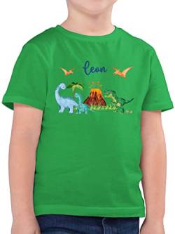 Kinder T-Shirt Jungen - Dinosaurier Dino Dinos - 116 (5/6 Jahre) - Grün - t Shirt saurier Tiere Junge Tshirt Name für Kind Shirts und Tier Schulkind t-Shirts Jungs Tieren Einschulung tichert von Geschenk mit Namen personalisiert by Shirtracer