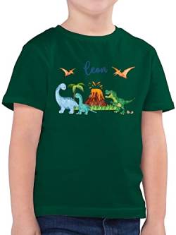 Kinder T-Shirt Jungen - Dinosaurier Dino Dinos - 164 (14/15 Jahre) - Tannengrün - Schulkind Shirt t Tshirt saurier Einschulung Shirts Junge Name Motiv und tichert personalisierter wütender Kind von Geschenk mit Namen personalisiert by Shirtracer