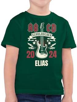 Kinder T-Shirt Jungen - Einschulung Schulanfang Junge - ABCD Schulrocker 2024-116 (5/6 Jahre) - Tannengrün - Tshirt Schulkind einschulubg ich Rocke jetzt die Schule Tshirts Shirt von Geschenk mit Namen personalisiert by Shirtracer