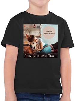 Kinder T-Shirt Jungen - eigenem - Foto Bild Geschenk - 140 (9/11 Jahre) - Schwarz - auf Tshirt selbst gestalten own Photo and Text t Shirt Bedrucken personalisiertes u t-Shirts Druck personalisierte von Geschenk mit Namen personalisiert by Shirtracer