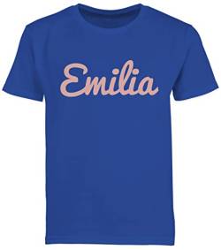 Kinder T-Shirt Jungen - für Name - Dein Text - Schriftzug - 128 (7/8 Jahre) - Royalblau - Tshirt weiß einem personalisiertes personalisierte Shirts t Shirt t-Shirts Kind Jungs Junge von Geschenk mit Namen personalisiert by Shirtracer