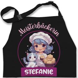 Kinderschürze Schürze Kinder Jungen Mädchen - Backschürze - Meisterbäckerin mit Name - 2-6 Jahre - Schwarz - backen hobby geschenke bäcker konditor kind personalisierte mädchen+schürze für von Geschenk mit Namen personalisiert by Shirtracer