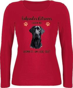 Langarmshirt Damen - Hunde - Labrador Retriever - Geschenk Hundebesitzern - S - Rot - Hund Name Hunden und personalisierte selbst Design Frau Hundebesitzer hundemotiv hundespruch Baumwolle von Geschenk mit Namen personalisiert by Shirtracer