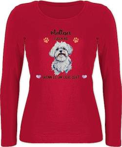 Langarmshirt Damen - Hunde - Malteser - Geschenk Hundebesitzern - S - Rot - Hund Name Hunde. hundemotiv hundemotiven hundemotive Hunden Hundebesitzer personalisierte personalisiertes und von Geschenk mit Namen personalisiert by Shirtracer