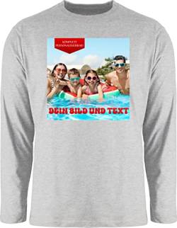 Langarmshirt Herren Langarm Shirt - Bild - Eigenem Foto - S - Grau meliert - personalisiertem selbst drucken eigenes Langarmshirt, Plus Druck selber gestalten Longsleeve Lassen personalisiertes von Geschenk mit Namen personalisiert by Shirtracer