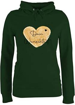 Pullover Damen Hoodie Frauen - Aufdruck selbst gestalten - Dein Wunschtext - XS - Dunkelgrün - selber und name freundin hoodies eigenem text bedrucken pärchen ein süßen beschriften boyfriend von Geschenk mit Namen personalisiert by Shirtracer