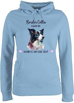 Pullover Damen Hoodie Frauen - Hunde - Border Collie - Geschenk Hundebesitzern - S - Hellblau - Hund Name Hunden hundemotiv personalisierte und Hundebesitzer Damen+Pullover+mit+hundemotiv von Geschenk mit Namen personalisiert by Shirtracer