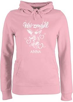 Pullover Damen Hoodie Frauen - Kompatibel Oktoberfest - Herzmadl mit Hirsch und Herzen - XXL - Hellrosa - Kapuzenpulli Trachten Trachten- Hoodies Volksfest Hoody bayrisches Pulli Bayern Kapuze von Geschenk mit Namen personalisiert by Shirtracer