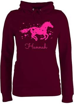 Pullover Damen Hoodie Frauen - Pferd - Pferde Geschenk Mädchen - S - Burgundrot - personalisierte Geschenke pferden Name Reiter für pferdeliebhaber personalisierbar Spruch eigenem reiten Pulli von Geschenk mit Namen personalisiert by Shirtracer