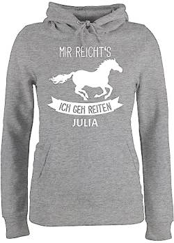 Pullover Damen Hoodie Frauen - Pferd Pferde - Mir reichts ich GEH reiten - S - Grau meliert - pferdegeschenk für mädchen Pulli personalisiertes pferdezubehör Personalisieren von Geschenk mit Namen personalisiert by Shirtracer