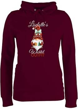 Pullover Damen Hoodie Frauen - Weihnachten Geschenke Christmas - Wichtel Outfit mit Name - XS - Burgundrot - weihnacht weihnachtsmotiven weihnachtlich weihnachtsmotiv Weihnachts 2023 Frohe und von Geschenk mit Namen personalisiert by Shirtracer