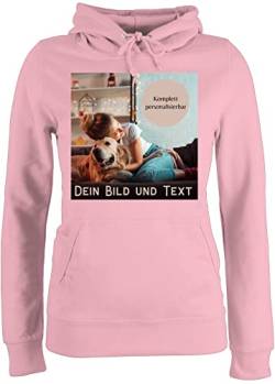 Pullover Damen Hoodie Frauen - eigenem - Foto Bild Geschenk - L - Hellrosa - und Text gestalten selbst Aufdruck selber auswählbaren Druck drucken schreiben einfügen Sein eigenes u. zum hochladen von Geschenk mit Namen personalisiert by Shirtracer