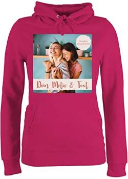 Pullover Damen Hoodie Frauen - eigenem - Foto Bild - XXL - Fuchsia - text und bilder abdruck persönlichem personality von freundin bestellen wo man drauf machen kann selber anpassen von Geschenk mit Namen personalisiert by Shirtracer