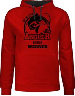 Pullover Herren Frauen Hoodie Kontrast zweifarbig - Angeln - Angler Geschenk - S - Rot/Schwarz - Fisch Name Angel angelzubehör fischen Geschenke für männer Geschenk+für+Angler Sachen von Geschenk mit Namen personalisiert by Shirtracer