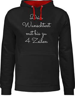 Pullover Herren Frauen Hoodie Kontrast zweifarbig - Aufdruck selbst gestalten - Wunschtext - 4XL - Schwarz/Rot - text persönlichem druck name zum selber drucken bedruckte eigener schriftzug von Geschenk mit Namen personalisiert by Shirtracer