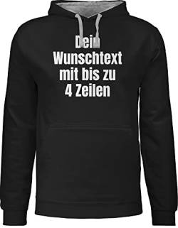 Pullover Herren Frauen Hoodie Kontrast zweifarbig - Aufdruck selbst gestalten - Wunschtext - 5XL - Schwarz/Grau meliert - text bedrucken und initialen druck nach wahl eigener aufschrift schreiben von Geschenk mit Namen personalisiert by Shirtracer