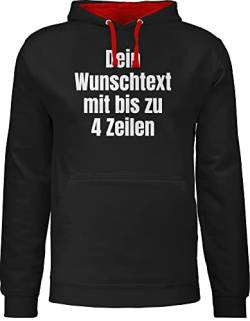 Pullover Herren Frauen Hoodie Kontrast zweifarbig - Aufdruck selbst gestalten - Wunschtext - L - Schwarz/Rot - Text Bedrucken Name & personalisiertem Gravur persönlichen bearbeiten Druck zum von Geschenk mit Namen personalisiert by Shirtracer