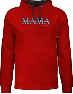 Pullover Herren Frauen Hoodie Kontrast zweifarbig - Muttertag - Mama Kindernamen Geschenk Geburtstag - M - Rot/Schwarz - für Mutter gesxhenk muttertags muttertagsgeschenk Geschenke zum Mutti von Geschenk mit Namen personalisiert by Shirtracer