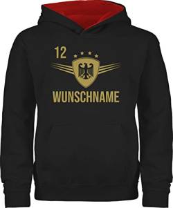 Pullover Kinder Hoodie Jungen Mädchen - 2024 Fussball EM Fanartikel - Deutschland mit Namen und Nummer - 140 (9/11 Jahre) - Schwarz/Rot - fußball Junge wm 24 Europa personalisierte Geschenke von Geschenk mit Namen personalisiert by Shirtracer