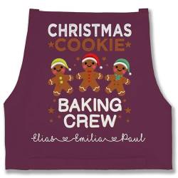 Schürze - Weihnachtsschürze Erwachsene - Christmas cookie baking crew - 85x69 - Aubergine - weihnachts weihnachten backen backschürzen backschürze cookies weihnachtsschürzen weihnachtliches von Geschenk mit Namen personalisiert by Shirtracer