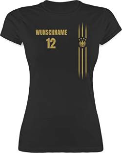 Shirt Damen - 2024 Fussball EM Fanartikel - Deutschland Name und Nummer - S - Schwarz - fußball Tshirt Europa Shirts wm t-Shirt Frauen von Geschenk mit Namen personalisiert by Shirtracer
